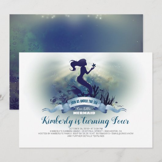 Onder het Zee - Zeemeermin en Zeester Verjaardag Kaart (Voorkant / Achterkant)