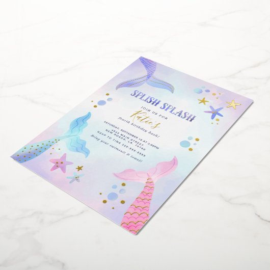 Onder het Zee Zeemeermin Folie Uitnodiging (Gedraaid)