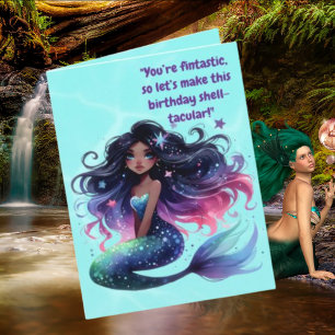 Onder het Zee Zeemeermin Foto Verjaardag Groet Kaart