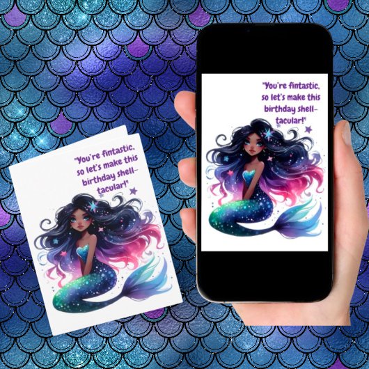 Onder het Zee Zeemeermin Foto Verjaardag Wenskaart Kaart