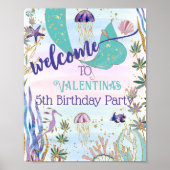 Onder het Zee Zeemeermin Glitter Party Welkomstbor Poster (Voorkant)