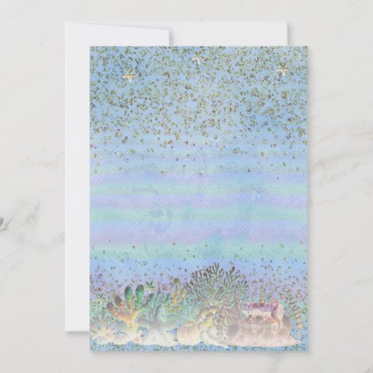 Onder het Zee Zeemeermin Glitter Verjaardag Kaart (Achterkant)