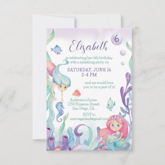 Onder het Zee Zeemeermin Kaart (Voorkant)