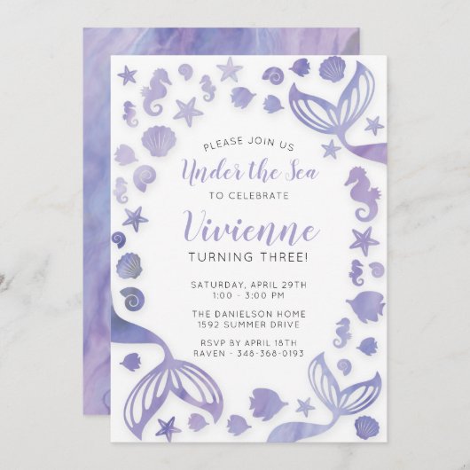 Onder het Zee Zeemeermin Kaart (Voorkant / Achterkant)