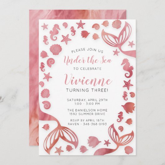 Onder het Zee Zeemeermin Kaart (Voorkant / Achterkant)