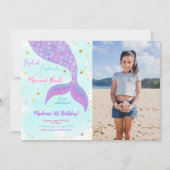Onder het Zee Zeemeermin Kinder fotouitnodiging Kaart (Voorkant)