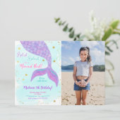 Onder het Zee Zeemeermin Kinder fotouitnodiging Kaart (Staand voorkant)