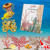 Onder het Zee Zeemeermin Koraal Verjaardagsfeest W Reclamebord Met Voetstuk