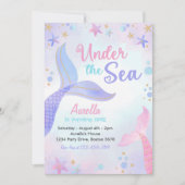 Onder het Zee Zeemeermin Meisje 1e Verjaardagsfees Kaart (Voorkant)