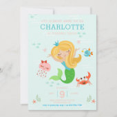 Onder het Zee Zeemeermin met Blonde Hair Kinderen Kaart (Voorkant)