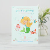 Onder het Zee Zeemeermin met Blonde Hair Kinderen Kaart (Staand voorkant)