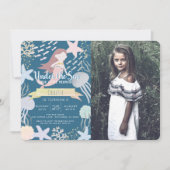 Onder het Zee Zeemeermin Navy Foto Verjaardag Kaart (Voorkant)