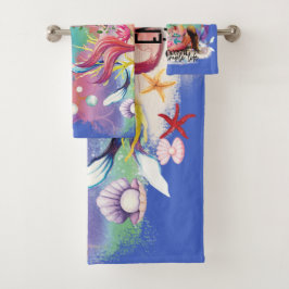 Onder het Zee Zeemeermin Oceaan Paarse Turquoise Bad Handdoek