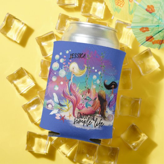 Onder het Zee Zeemeermin Oceaan Paarse Turquoise Blikjeskoeler (Insitu Zomer)