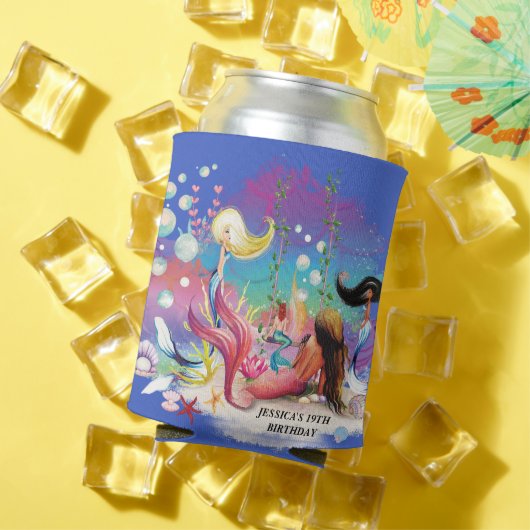 Onder het Zee Zeemeermin Oceaan Paarse Turquoise Blikjeskoeler (Insitu Zomer)