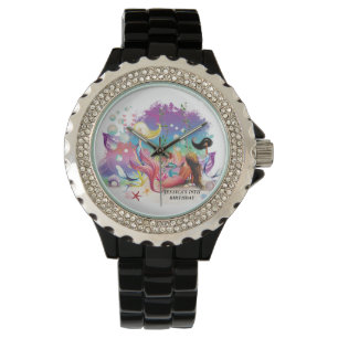 Onder het Zee Zeemeermin Oceaan Paarse Turquoise Horloge