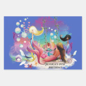 Onder het Zee Zeemeermin Oceaan Paarse Turquoise Inpakpapier Vel (Voorkant)