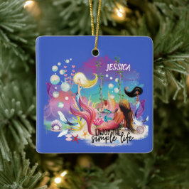 Onder het Zee Zeemeermin Oceaan Paarse Turquoise Keramisch Ornament