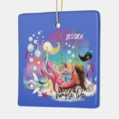 Onder het Zee Zeemeermin Oceaan Paarse Turquoise Keramisch Ornament (Links)