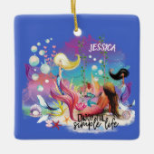 Onder het Zee Zeemeermin Oceaan Paarse Turquoise Keramisch Ornament (Voorkant)