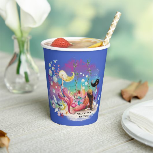 Onder het Zee Zeemeermin Oceaan Paarse Turquoise Papieren Bekers (Insitu)