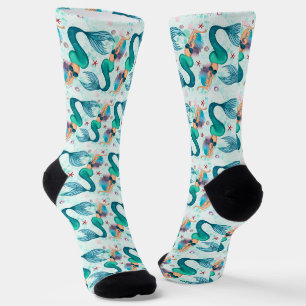 Onder het Zee Zeemeermin Oceaan Paarse Turquoise Sokken