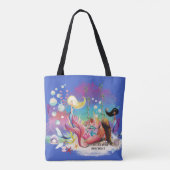 Onder het Zee Zeemeermin Oceaan Paarse Turquoise Tote Bag (Achterkant)
