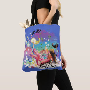Onder het Zee Zeemeermin Oceaan Paarse Turquoise Tote Bag