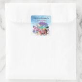 Onder het Zee Zeemeermin Oceaan Paarse Turquoise Vierkante Sticker (Tas)