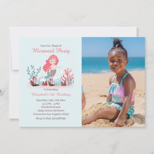 Onder het Zee Zeemeermin Princes Verjaardagsfoto Kaart (Voorkant)