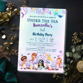 Onder het zee zeemeermin schattig kinder blauw 3e  kaart