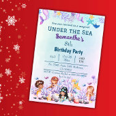 Onder het zee zeemeermin schattig kinder blauw 8st kaart