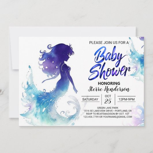 Onder het Zee Zeemeermin Soiree Baby shower Kaart (Voorkant)
