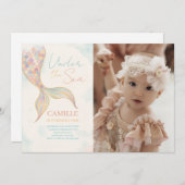 Onder het Zee Zeemeermin Staart Verjaardagsfeest F Kaart (Voorkant / Achterkant)