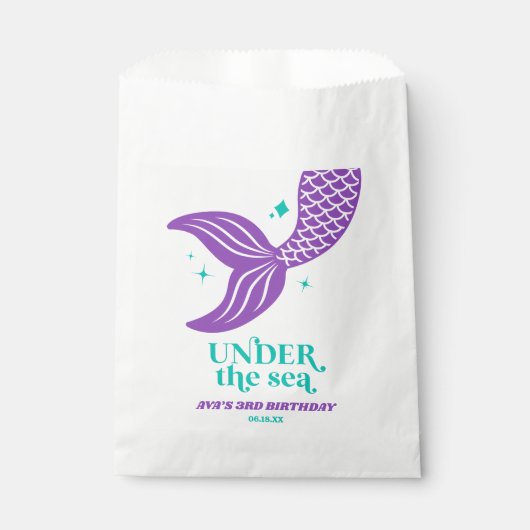 Onder het Zee Zeemeermin staart verjaardagsfeestje Bedankzakje (Voorkant)