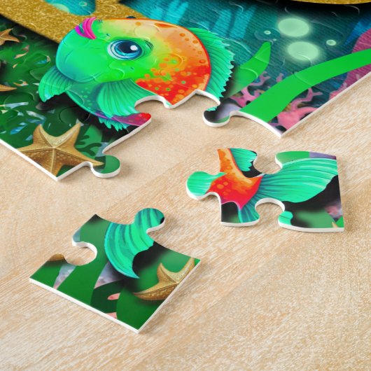 Onder het Zee & Zeemeermin Verjaardag Legpuzzel (Zijkant)