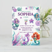 Onder het Zee, Zeemeermin Verjaardag Meisjes Kaart (Staand voorkant)