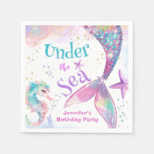 Onder het Zee Zeemeermin Verjaardag Roze Paarse Servet (Voorkant)