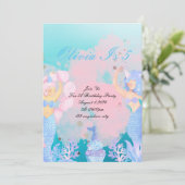 Onder het zee Zeemeermin Verjaardag Save The Date (Staand voorkant)