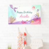 Onder het Zee Zeemeermin verjaardagsbanner Pink Go Spandoek (Insitu)