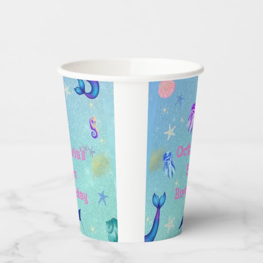 Onder het Zee Zeemeermin Verjaardagsfeest Papieren Bekers (Links)