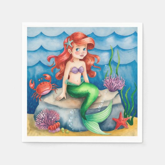 Onder het Zee Zeemeermin Verjaardagsfeest Servet (Voorkant)
