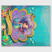 Onder het Zee & Zeemeermin Verjaardagsmeisjesfeest Cadeaupapier (Vlak)