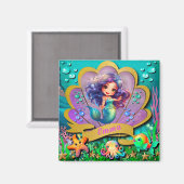 Onder het Zee & Zeemeermin Verjaardagsmeisjesfeest Magneet (Voorkant / Achterkant)