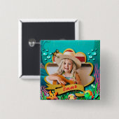 Onder het Zee & Zeemeermin Verjaardagsmeisjesfeest Vierkante Button 5,1 Cm (Voorkant /achterkant)