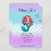 ONDER HET ZEE ZEEMEERMIN VERJAARDAGSUITNODIGING KAART (Voorkant / Achterkant)