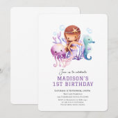 Onder het zee Zeemeermin verjaardagsuitnodiging Kaart (Voorkant / Achterkant)