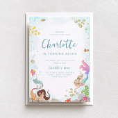 Onder het Zee, Zeemeermin Verjaardagsuitnodiging Kaart