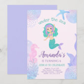 onder het zee Zeemeermin Verjaardagsuitnodiging Kaart (Voorkant / Achterkant)