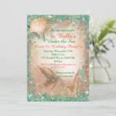 Onder het Zee Zeemeermin Verjaardagsuitnodigingen Kaart (Staand voorkant)